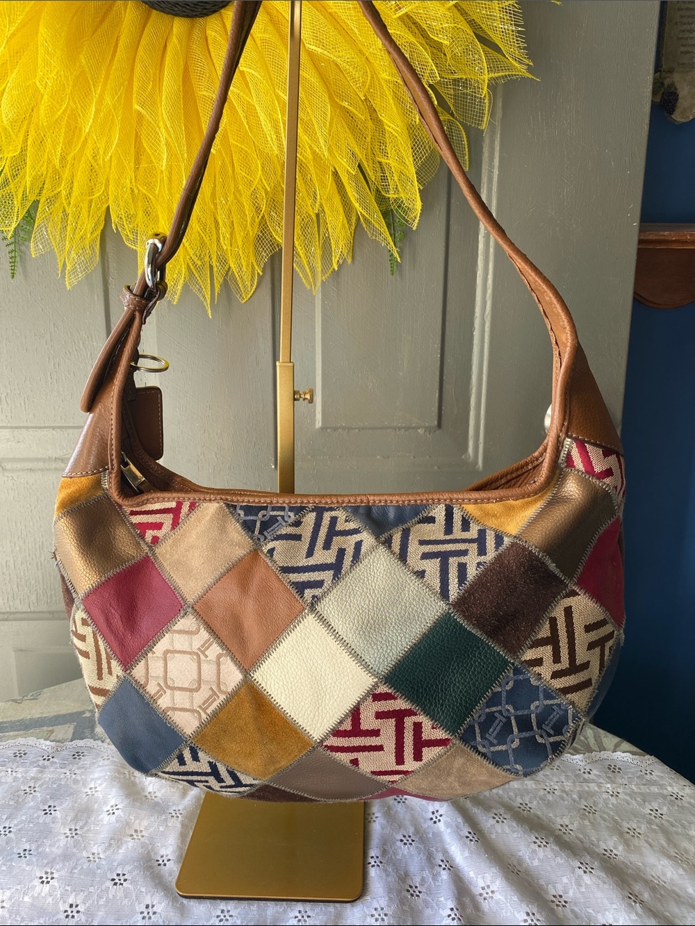 Tignanello Multicolor Patchwork Leather-Trim Shoulder Bag - Picture 4 of 14